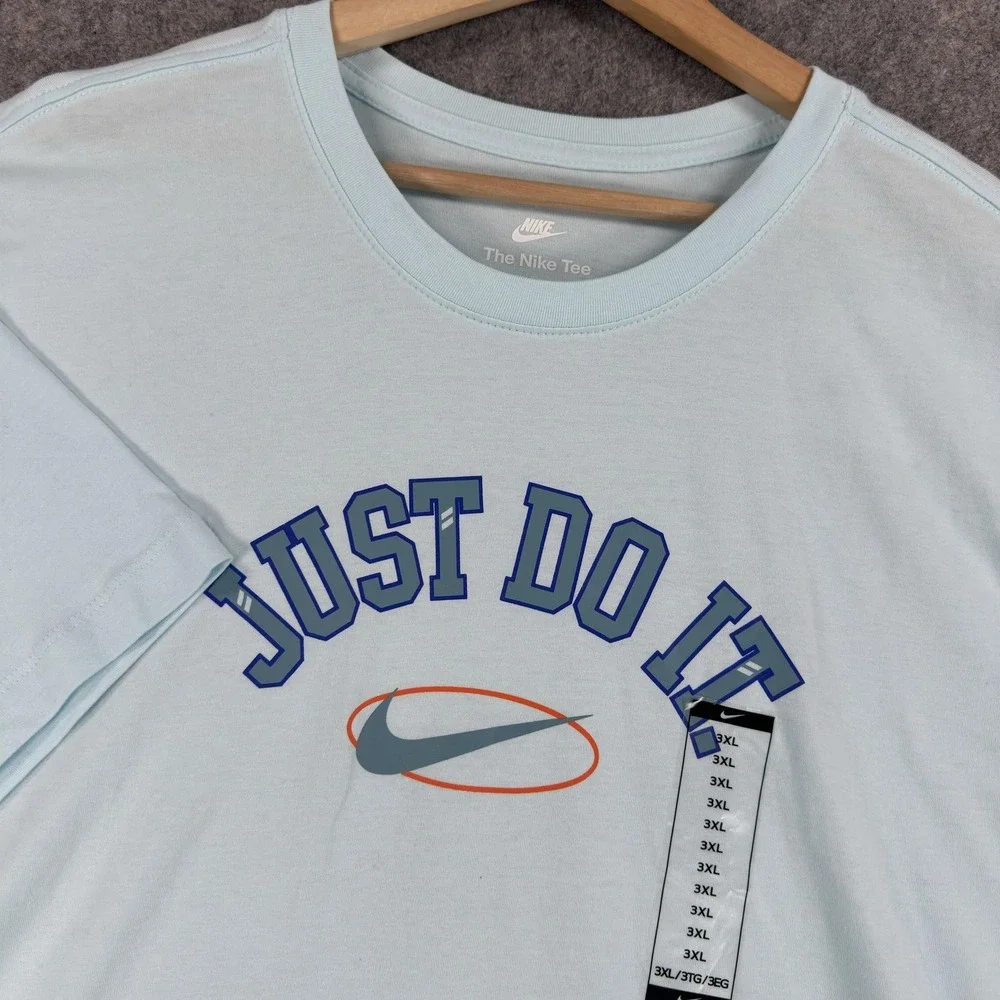 Nike Just Do It Shirt Mens 3XL Light Blue JDI Swoosh Graphic Tee FZ5377-474
